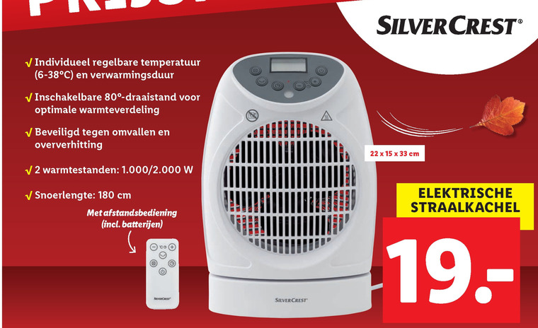 Somber uitzetten rib SilverCrest elektrische kachel folder aanbieding bij Lidl - details