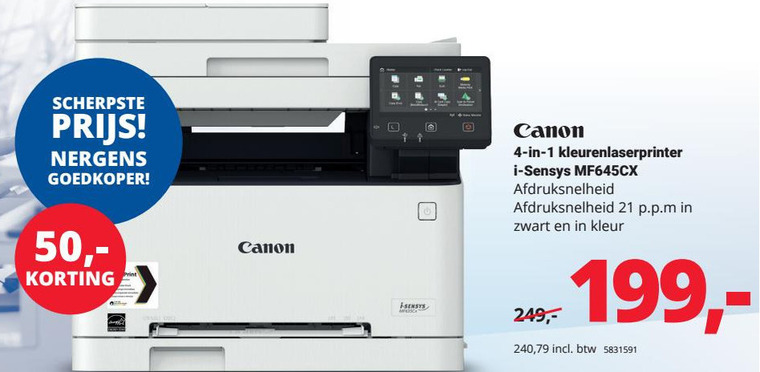 Ik zie je morgen Ontbering stel je voor Canon kleurenlaserprinter, all-in-one printer folder aanbieding bij Office  Centre - details