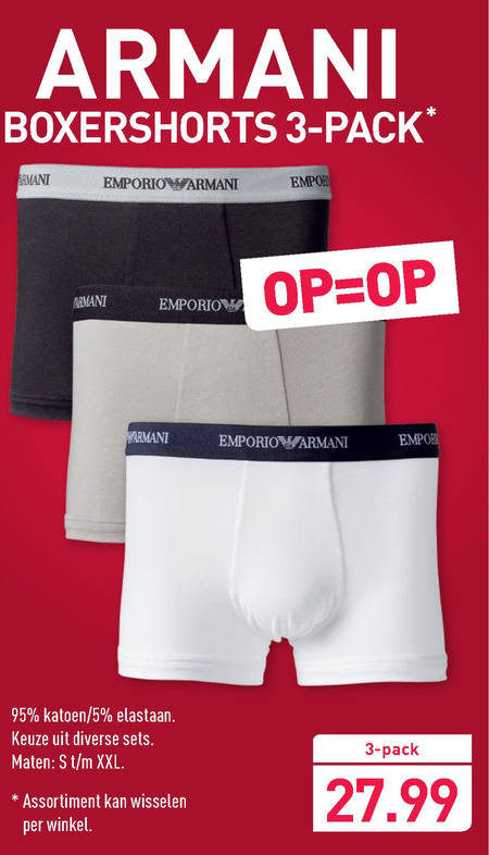 Armani heren boxershort folder aanbieding bij Aldi details