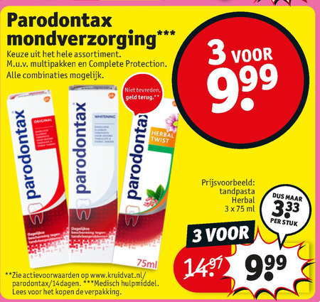 Wiskunde Herenhuis Bewijzen Paradontax tandpasta folder aanbieding bij Kruidvat - details