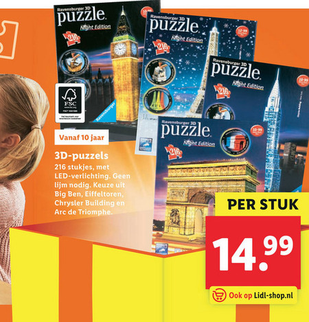 Vijftig Almachtig Chronisch Ravensburger 3d-puzzel folder aanbieding bij Lidl - details