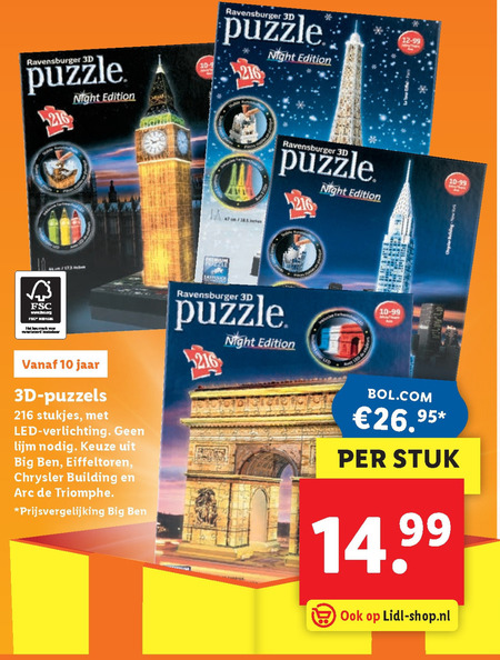 Concurreren stormloop Reiziger Ravensburger 3d-puzzel folder aanbieding bij Lidl - details