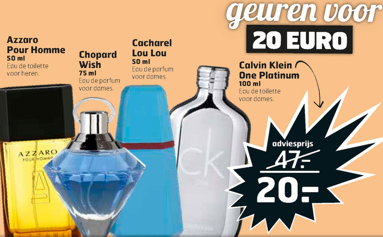 Ook Zinloos strijd Cacharel eau de toilette, eau de parfum folder aanbieding bij Trekpleister  - details