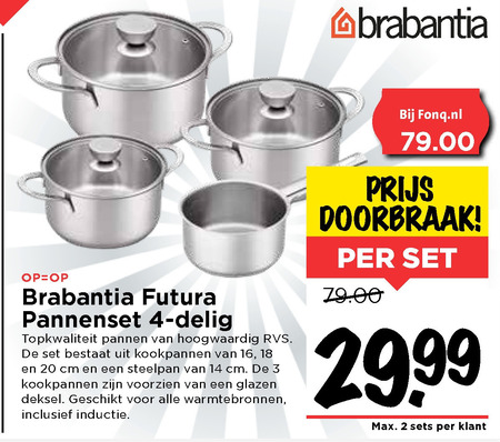 Handig kolf plaats Brabantia pannenset folder aanbieding bij Vomar - details