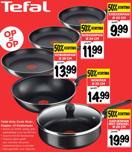 Tefal koekenpan, wokpan folder aanbieding bij Vomar details