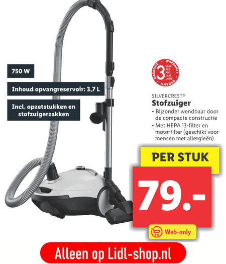 Hover groep draadloze SilverCrest stofzuiger folder aanbieding bij Lidl - details