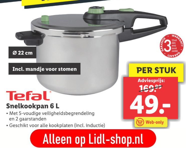 Hoofdkwartier Siësta ticket Tefal snelkookpan folder aanbieding bij Lidl - details