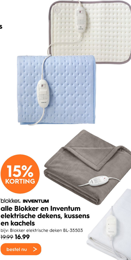 Wig Oraal Onhandig Inventum elektrische deken folder aanbieding bij Blokker - details