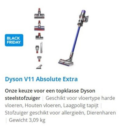 logboek jacht Mevrouw Dyson steelstofzuiger folder aanbieding bij Coolblue - details