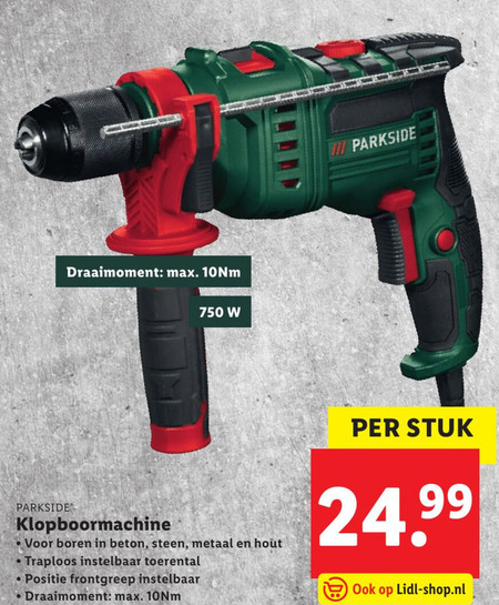 te ontvangen ondersteuning Incarijk Parkside klopboormachine folder aanbieding bij Lidl - details