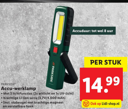 Minachting Gooey Warmte Parkside looplamp folder aanbieding bij Lidl - details