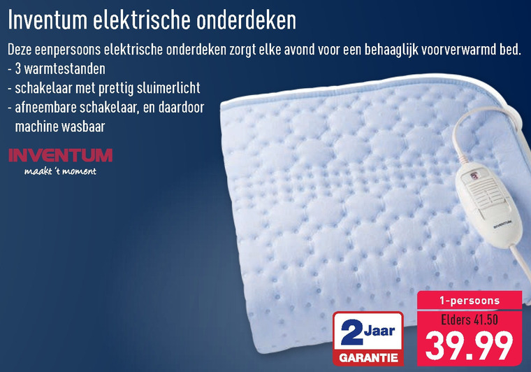 elektrische deken folder aanbieding bij Aldi details