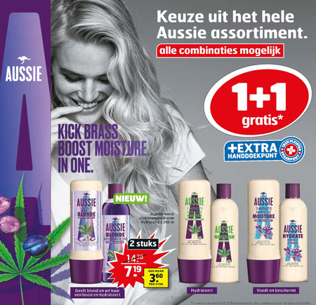 Parelachtig regen Vervagen Aussie conditioner, shampoo folder aanbieding bij Trekpleister - details