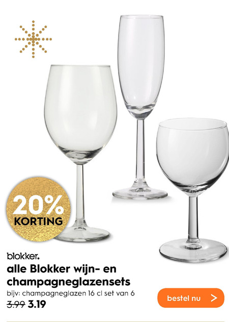 haat Bot opzettelijk Blokker Huismerk wijnglas, champagneglas folder aanbieding bij Blokker -  details