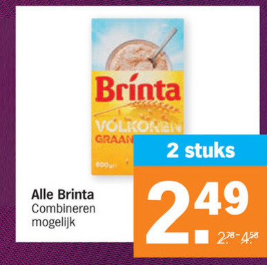 Brinta   havermout folder aanbieding bij  Albert Heijn - details