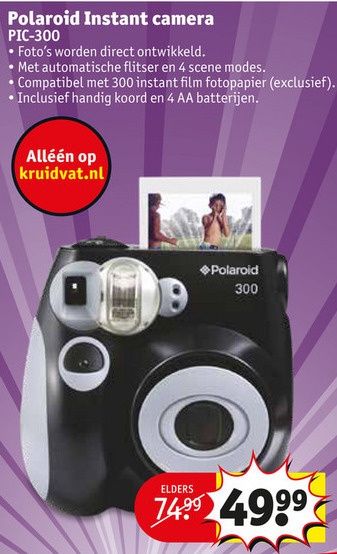 Gevlekt Machtig Antagonist Polaroid instantfotocamera folder aanbieding bij Kruidvat - details