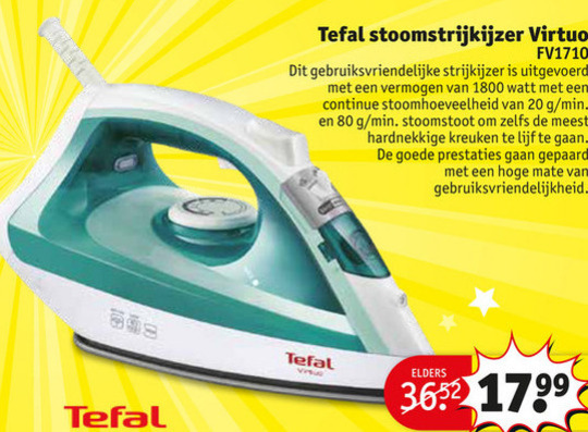 Let op Mortal spanning Tefal stoomstrijkijzer folder aanbieding bij Kruidvat - details