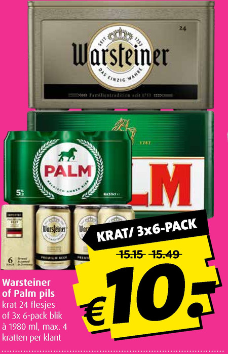 Warsteiner   blikje bier, krat bier folder aanbieding bij  Boni - details