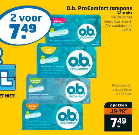 O.B. Tampons Folder Aanbieding Bij Trekpleister - Details