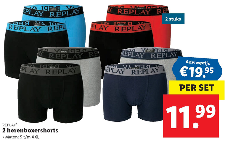 Literaire kunsten B.C. Nu al Replay heren boxershort folder aanbieding bij Lidl - details