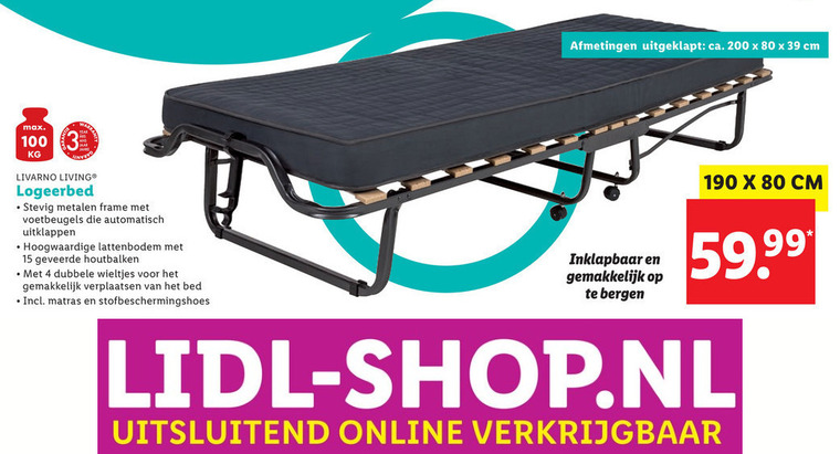 logeerbed folder aanbieding bij Lidl -