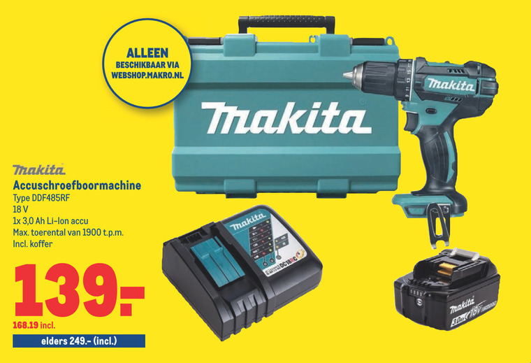 hoesten Waardig gemiddelde Makita accuboormachine folder aanbieding bij Makro - details