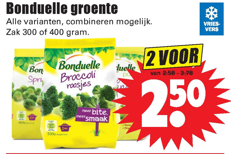 Bonduelle   diepvriesgroente folder aanbieding bij  Dirk - details