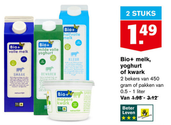 Bio Plus   yoghurt, melk folder aanbieding bij  Hoogvliet - details