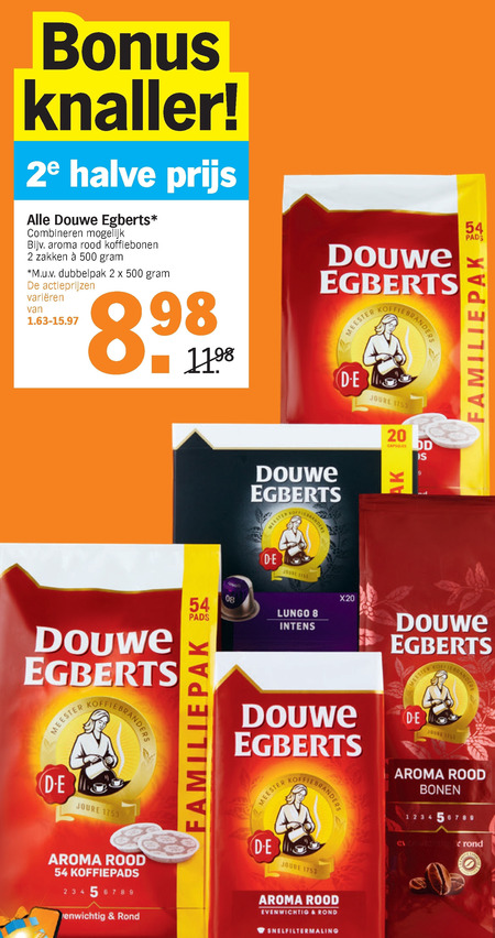 Douwe Egberts koffiebonen, koffiepad folder bij Albert Heijn - details