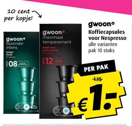 Gwoon   koffiecups folder aanbieding bij  Boni - details