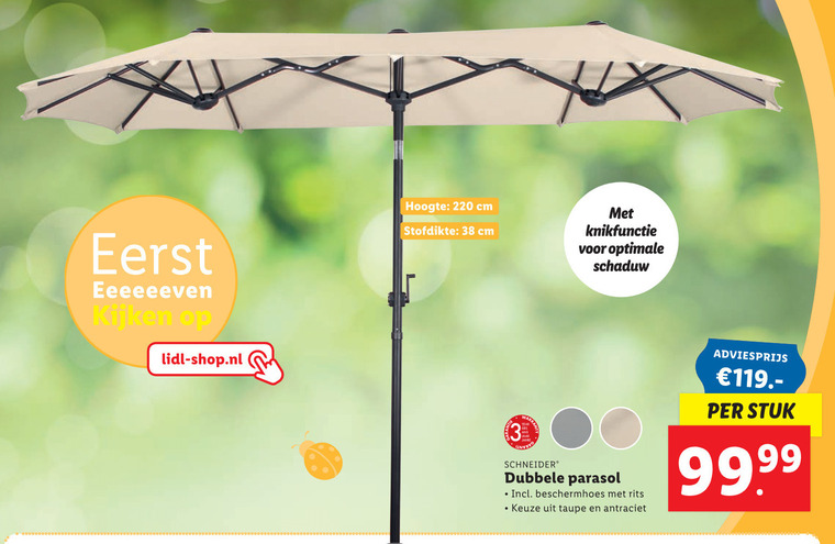 nederlaag Associëren resterend parasol folder aanbieding bij Lidl - details