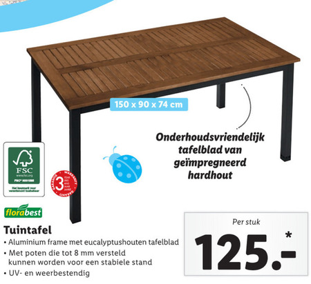 oppervlakte duim onenigheid Florabest tuintafel folder aanbieding bij Lidl - details