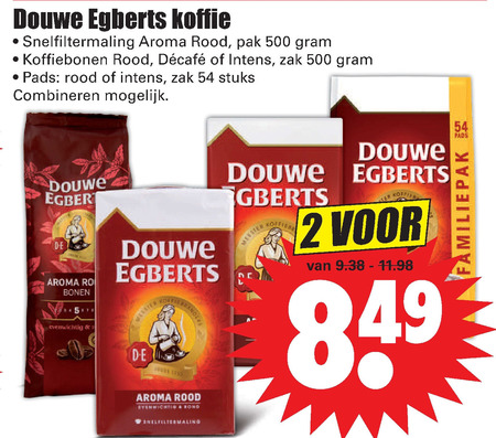 Douwe Egberts koffie, koffiebonen folder bij -