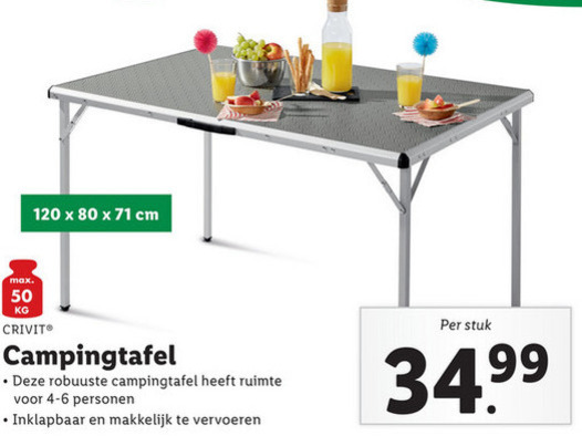 kraan Meter Onzorgvuldigheid Crivit campingtafel folder aanbieding bij Lidl - details