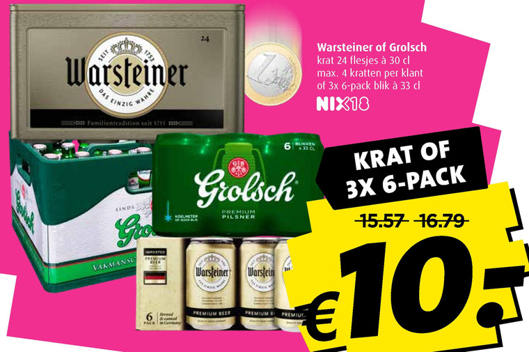 Grolsch   blikje bier, krat bier folder aanbieding bij  Boni - details