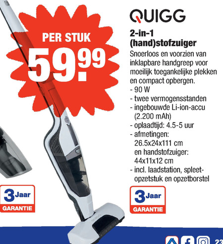 Laan snijden zijde Quigg steelstofzuiger folder aanbieding bij Aldi - details