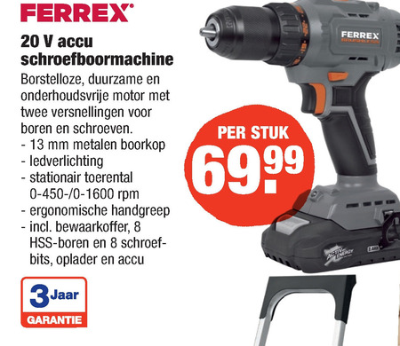 Ferrex accuboormachine folder aanbieding bij Aldi -