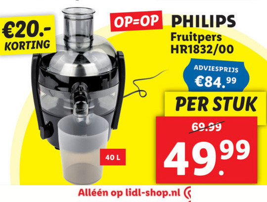 Genre beven satelliet Philips sapcentrifuge folder aanbieding bij Lidl - details