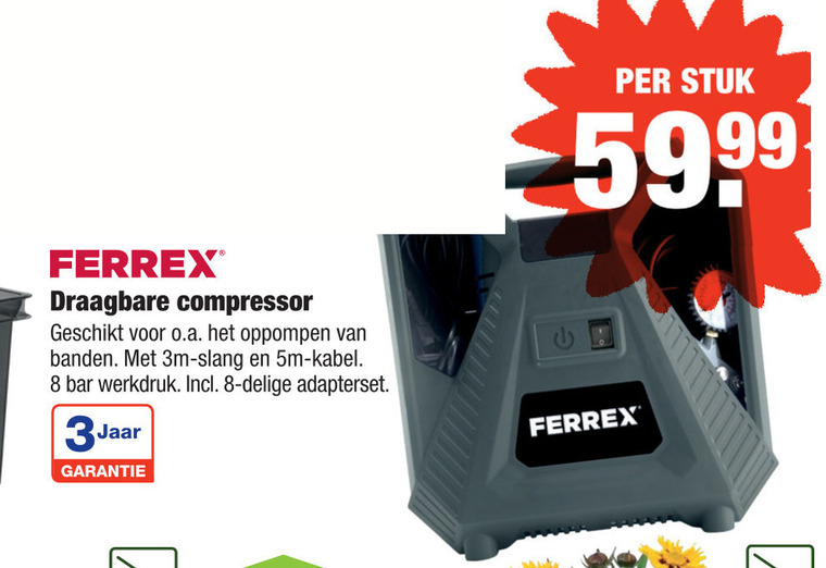 expeditie hemel lint Ferrex draagbare compressorset folder aanbieding bij Aldi - details