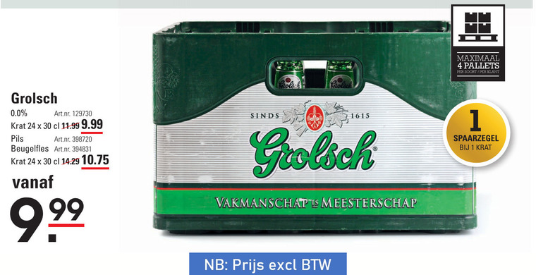 Grolsch   krat bier folder aanbieding bij  Sligro - details