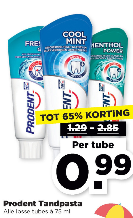 Prodent   tandpasta folder aanbieding bij  Plus - details