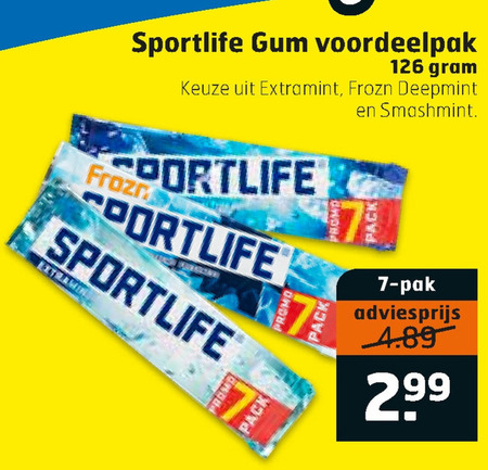 Sportlife   kauwgom folder aanbieding bij  Trekpleister - details