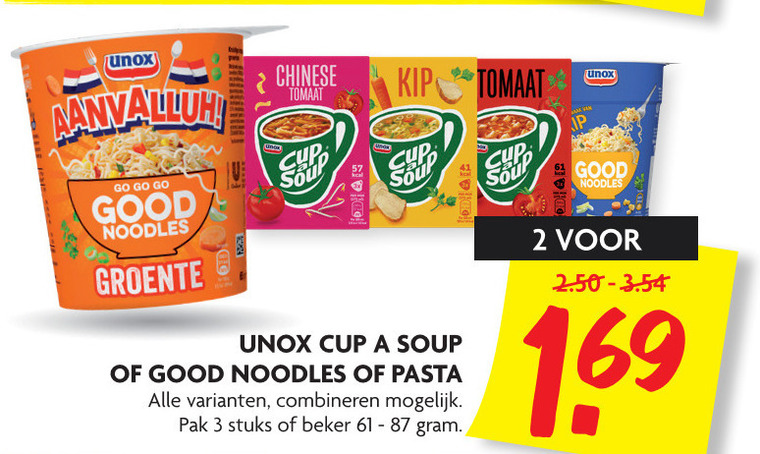 Unox   soep, noodles folder aanbieding bij  Dekamarkt - details