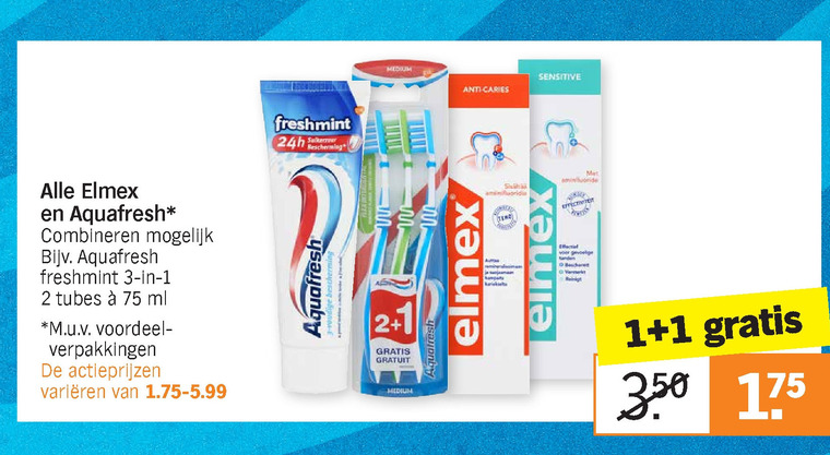 Aquafresh   tandenborstel, tandpasta folder aanbieding bij  Albert Heijn - details