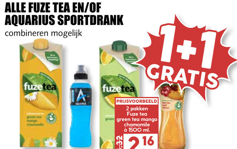 Fuze Tea   sportdrank, ice tea folder aanbieding bij  MCD Supermarkt Basis - details