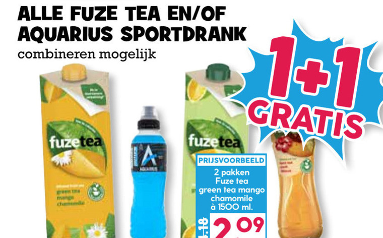 Fuze Tea   sportdrank, ice tea folder aanbieding bij  Boons Markt - details