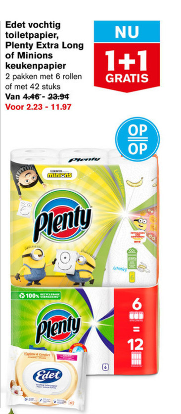 Plenty   keukenpapier, vochtig toiletpapier folder aanbieding bij  Hoogvliet - details