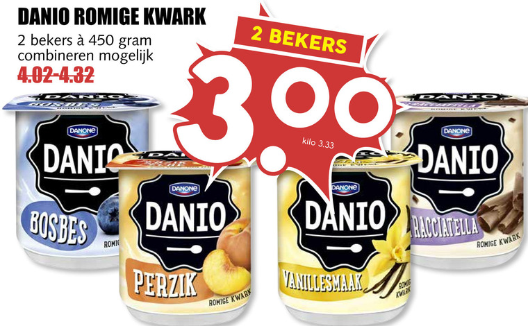 Danone Danio   kwark folder aanbieding bij  MCD Supermarkt Basis - details