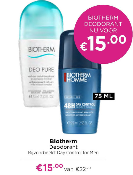 Geleend Onderbreking bunker Biotherm deodorant folder aanbieding bij Ici Paris XL - details