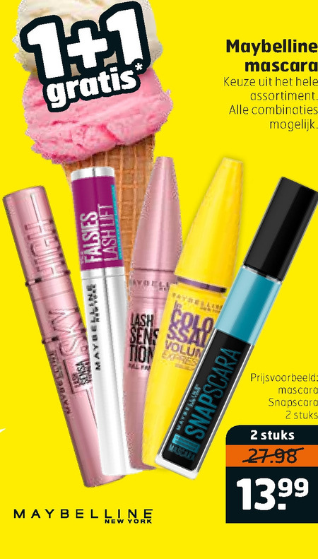 Ooit Ga terug Meyella Maybelline mascara folder aanbieding bij Trekpleister - details